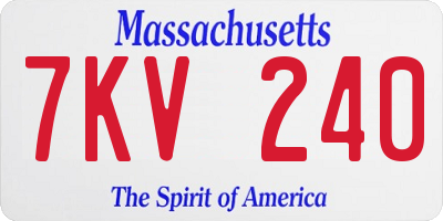 MA license plate 7KV240