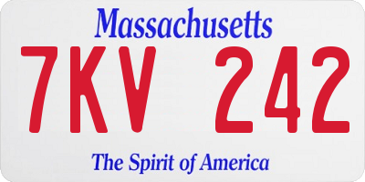 MA license plate 7KV242