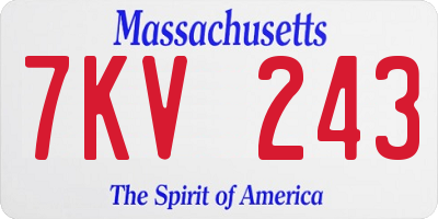 MA license plate 7KV243
