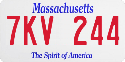 MA license plate 7KV244