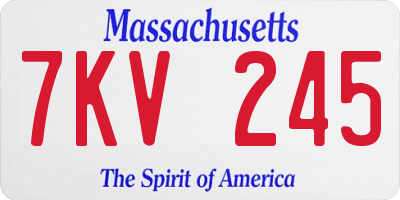 MA license plate 7KV245