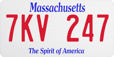 MA license plate 7KV247