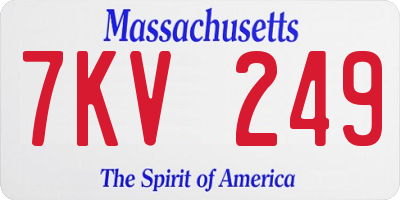 MA license plate 7KV249