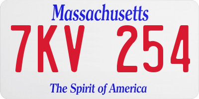 MA license plate 7KV254
