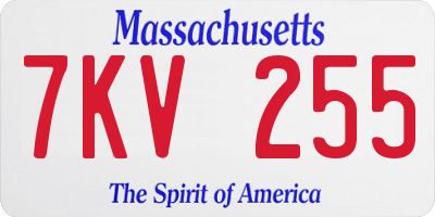 MA license plate 7KV255