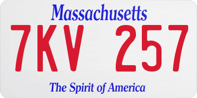MA license plate 7KV257
