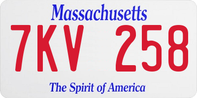 MA license plate 7KV258