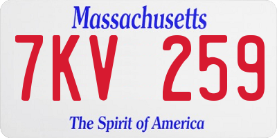 MA license plate 7KV259