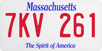 MA license plate 7KV261