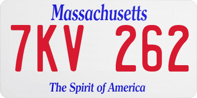 MA license plate 7KV262