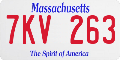 MA license plate 7KV263