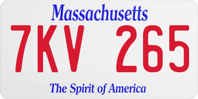 MA license plate 7KV265