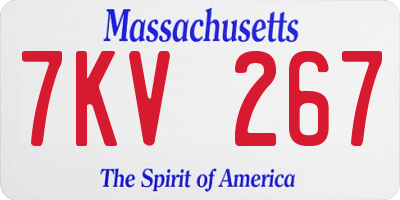 MA license plate 7KV267