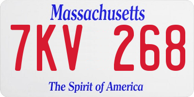 MA license plate 7KV268