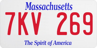 MA license plate 7KV269
