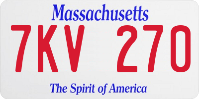 MA license plate 7KV270