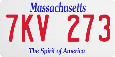 MA license plate 7KV273