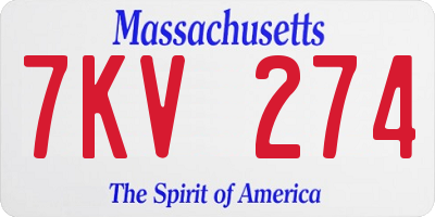 MA license plate 7KV274