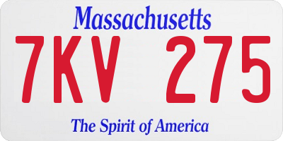 MA license plate 7KV275