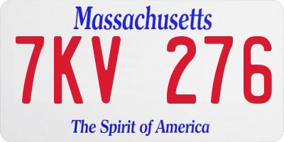 MA license plate 7KV276