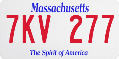 MA license plate 7KV277