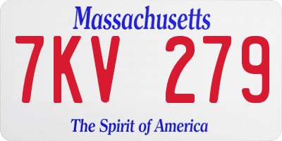 MA license plate 7KV279