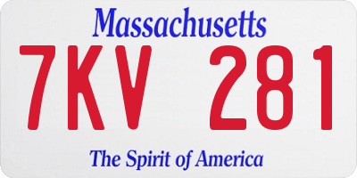 MA license plate 7KV281