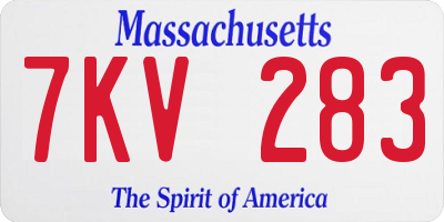 MA license plate 7KV283
