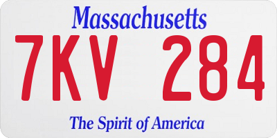 MA license plate 7KV284