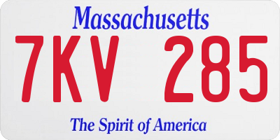 MA license plate 7KV285
