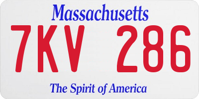 MA license plate 7KV286