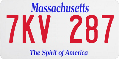MA license plate 7KV287