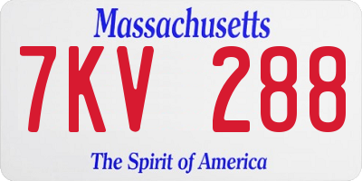 MA license plate 7KV288