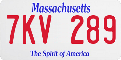 MA license plate 7KV289