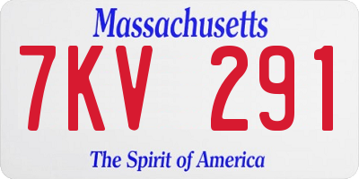 MA license plate 7KV291