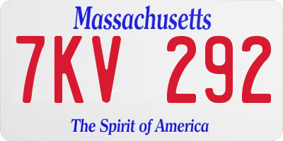 MA license plate 7KV292