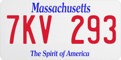 MA license plate 7KV293