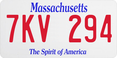 MA license plate 7KV294