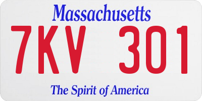 MA license plate 7KV301