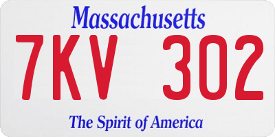 MA license plate 7KV302
