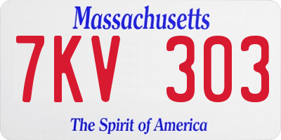 MA license plate 7KV303