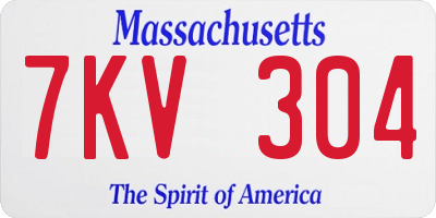 MA license plate 7KV304
