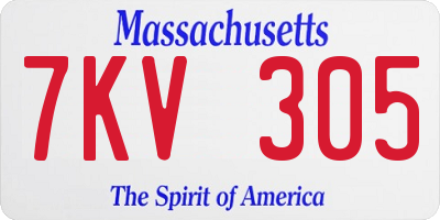 MA license plate 7KV305