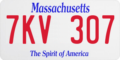 MA license plate 7KV307