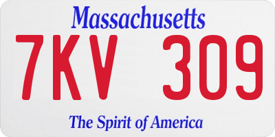 MA license plate 7KV309