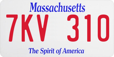 MA license plate 7KV310