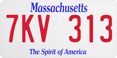 MA license plate 7KV313
