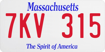 MA license plate 7KV315