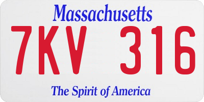 MA license plate 7KV316