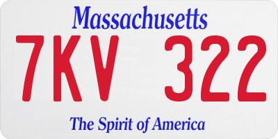 MA license plate 7KV322